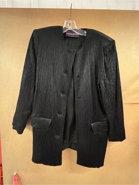 Black Textured Jean Claud Longline Jacket